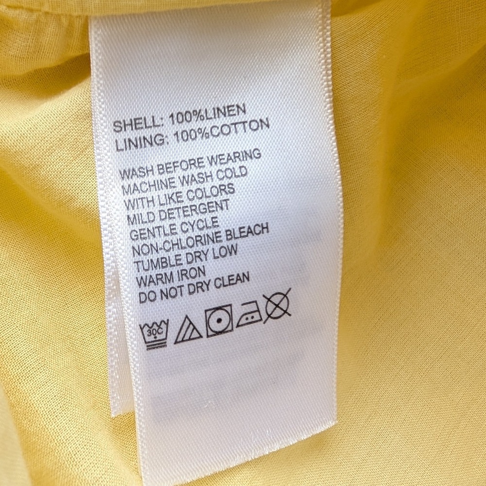 Tommy Bahama Women's Yellow Linen Ruffle V Neck Sleeveless Casual Dress S/P - Picture 7 of 8